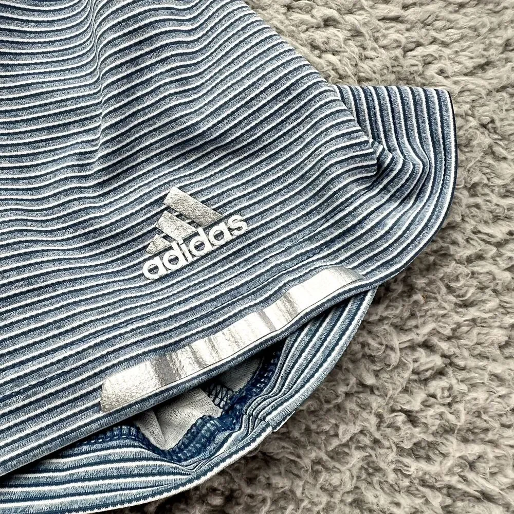 Adidas Polo Shirt Men 2XL Blue Striped Short Sleeve Golf Tennis Climachill